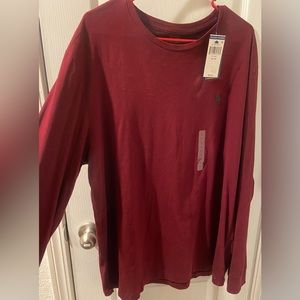 Mens long sleeve red/maroon polo shirt